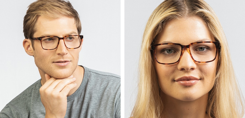 Burns square frame glasses medium havana brown 