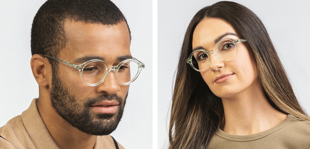 Capaldi 30s round acetate glasses mint crystal