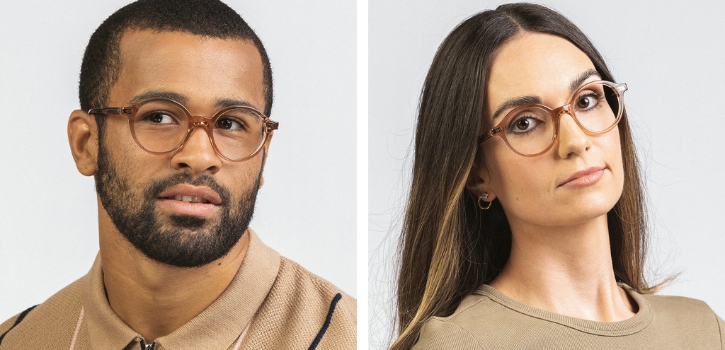 Capaldi 30s round acetate glasses taupe crystal