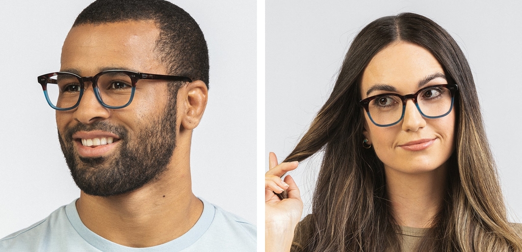 Connolly chunky acetate glasses aqua blue fade