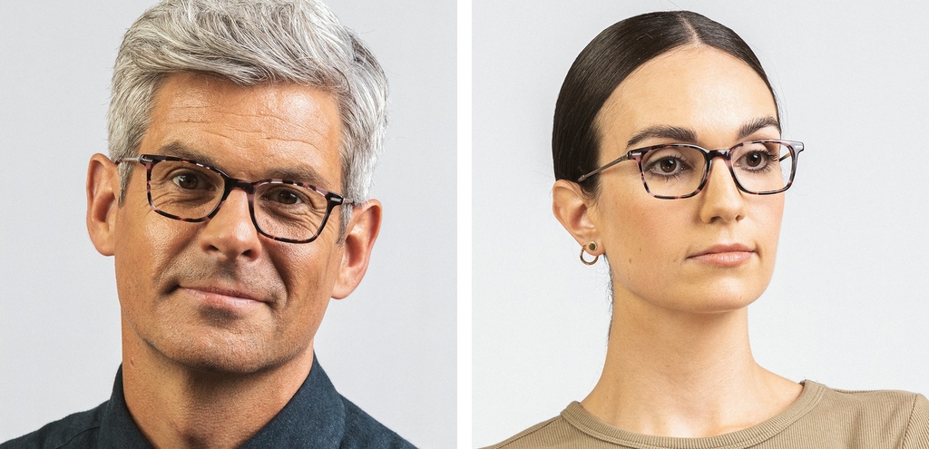 Hamilton square mixed metal acetate glasses pink tortoise