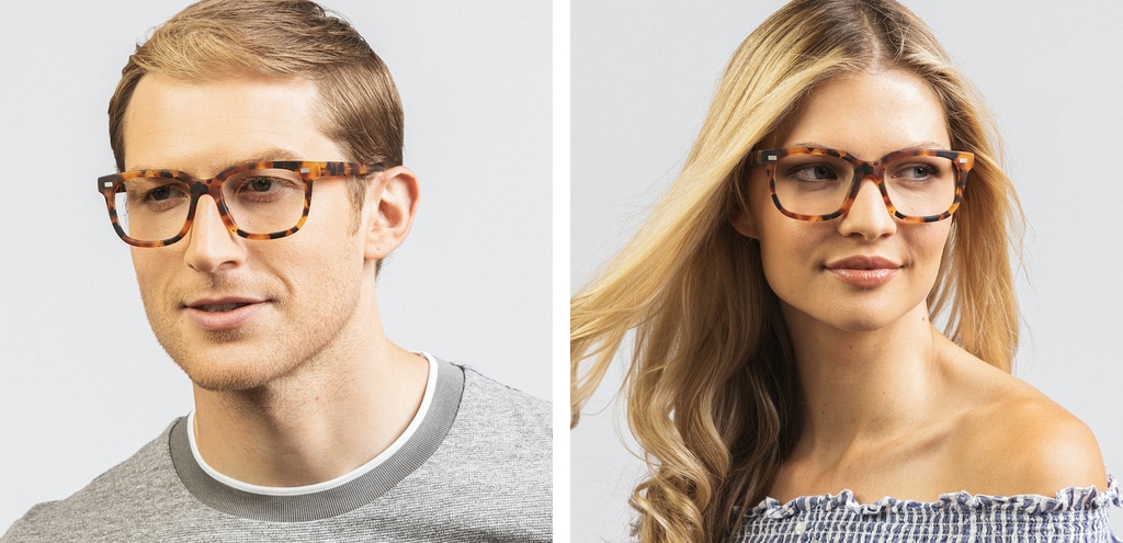 Inglis bold thick acetate square glasses matte caramel tortoise