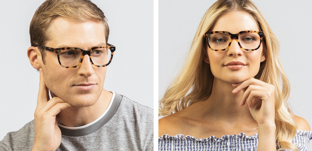Inglis bold thick acetate square glasses walnut tortoise