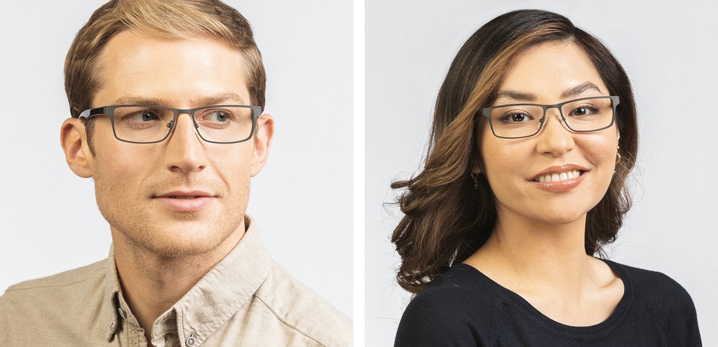 MacKintosh vertical brow line glasses gun metal
