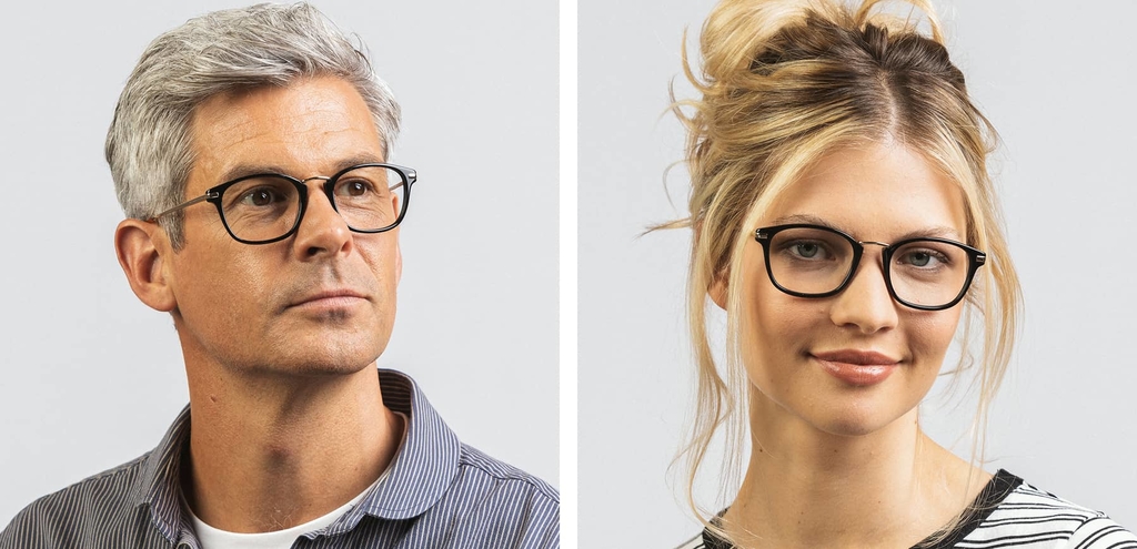 Napier square mixed metal acetate glasses black
