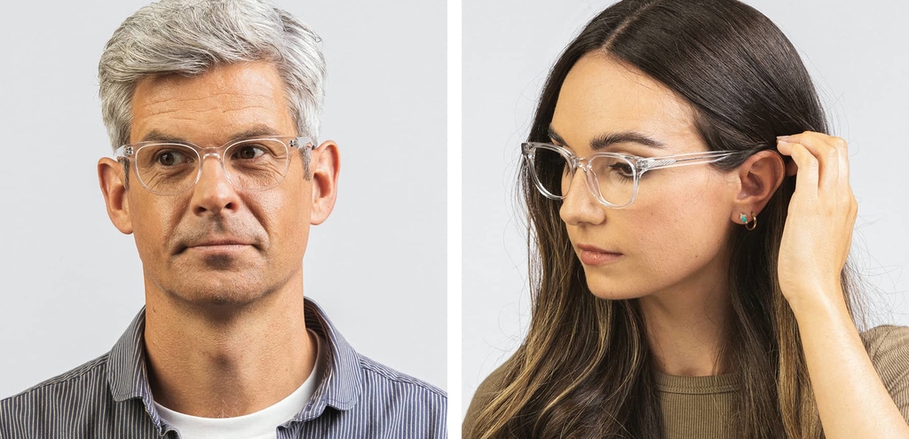 Paterson square acetate glasses clear crystal 