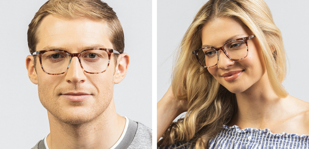 Stewart oversized square acetate speckled blue