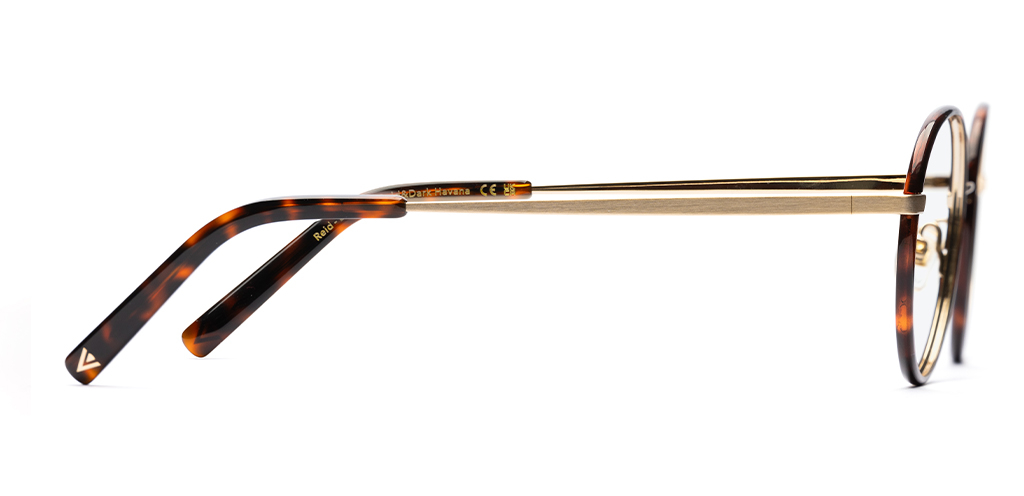 Reid_Brushed Gold and Dark Havana_Glasses_Side_for web