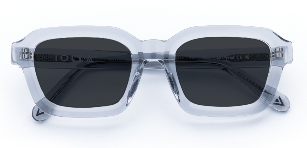 Finlay in Light Grey Crystal – Modern Square Sunglasses | IOLLA
