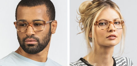 Bruce 50s square glasses rose tortoise