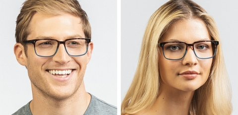 Burns square frame glasses aqua blue fade