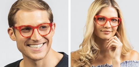Campbell bold thick rim glasses lava red