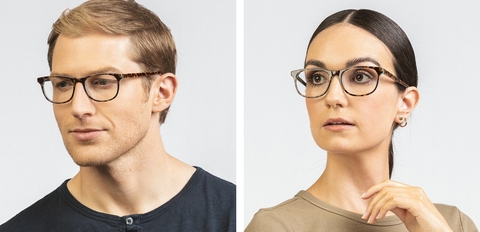 Doyle rectangular frame havana light blue layer
