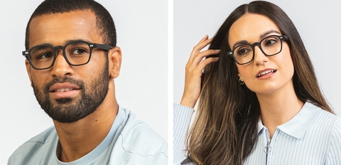 Gregory round rectangular acetate glasses black