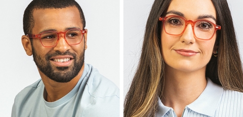 Gregory round rectangular acetate glasses pink crystal