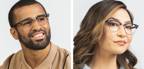 half rim square glasses matte black