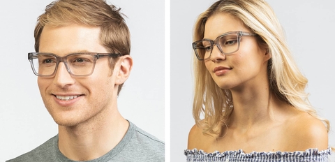 Munro bold thick acetate rim light grey crystal