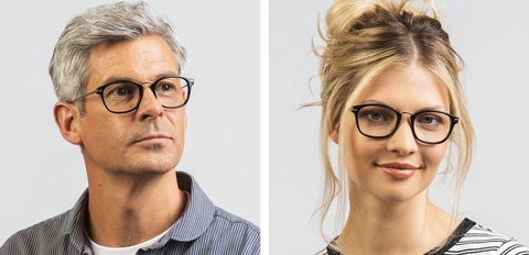 Napier square mixed metal acetate glasses black
