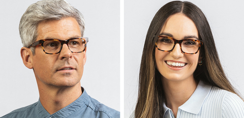Spark rectangular acetate glasses caramel tortoise